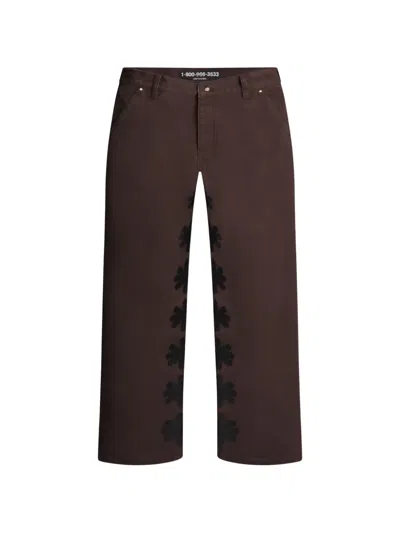 Lostshdws Carpenter-hose Mit Blumen-patchwork In Brown
