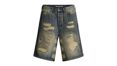 Pre-owned Lostshdws Men's  Dstry Denim Shorts In Bone In Brown