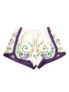 Lot Embroidered-floral Lace-trim Shorts In White