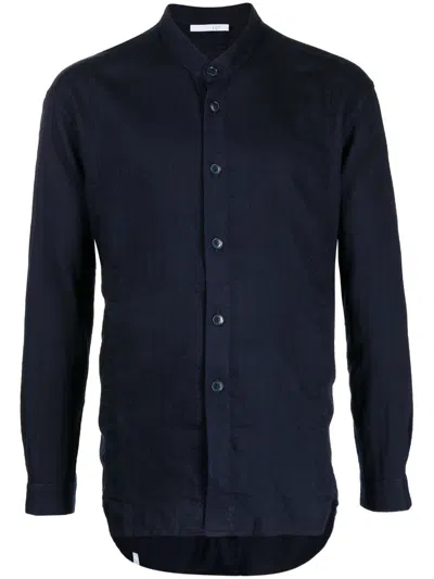 Lot78 Blue Band Collar Denim Shirt