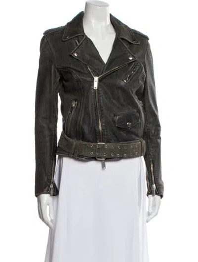 Pre-owned Lot78 Leather Biker Jacket In White