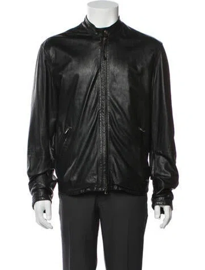 Pre-owned Lot78 Leather Bomber Jacket In Black