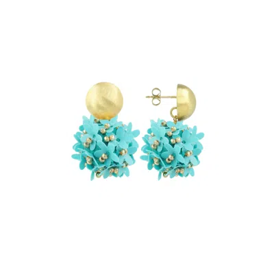Lott. Gioielli Women's Blue / Gold Blue Earrings Daisy Flower Globe M In Multi