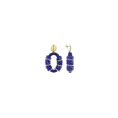 Lott. Gioielli Women's Blue / Gold Combi Oval Deluxe Earrings M - Future Dusk - Elle In Blue/gold