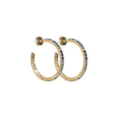 Lott. Gioielli Women's Blue / Gold Creole Fine Stones Earrings - Multi Blue/gold - Noor In Gray