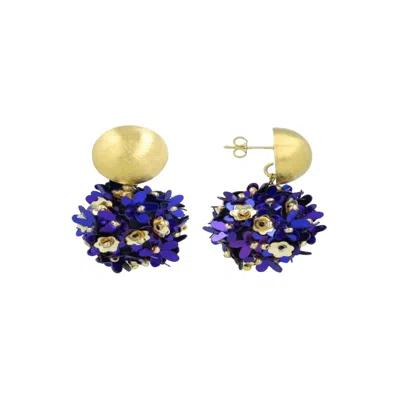 Lott. Gioielli Women's Blue / Gold Sequin Flower Globe Earrings M - Future Dusk - Daisy