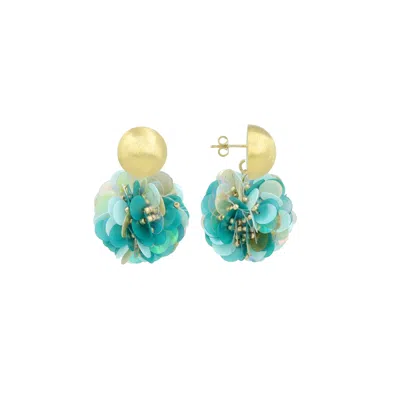 Lott. Gioielli Women's Blue / Gold Sequin Globe Earrings L - Aqua Mix - Vlinder In Multi
