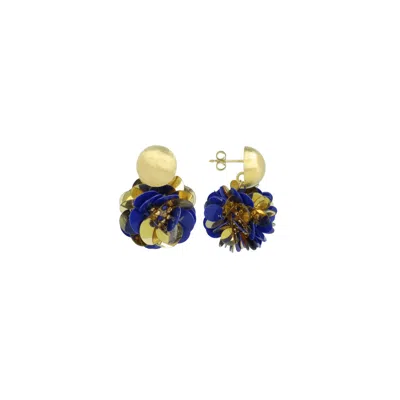Lott. Gioielli Women's Blue / Gold Sequin Globe Earrings L - Blue/gold - Vlinder
