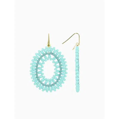 Lott. Gioielli Women's Blue Open Oval Double Earrings L - Aquamarine - Noa