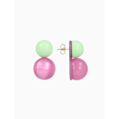 Lott. Gioielli Women's Blue / Pink Bold Double Bubbles Earrings - Mint/dark Fuchsia - Gitte In Blue/pink