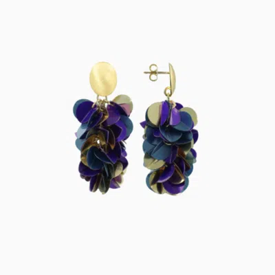 Lott. Gioielli Women's Blue / Purple Sequin Snake Earrings M - Elemental Blue - Ronique In Multi