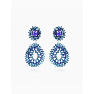Lott. Gioielli Women's Double Drop Earrings - Disco Blue - Apollo