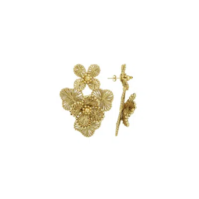 Lott. Gioielli Women's Double Flower Earring L - Gold