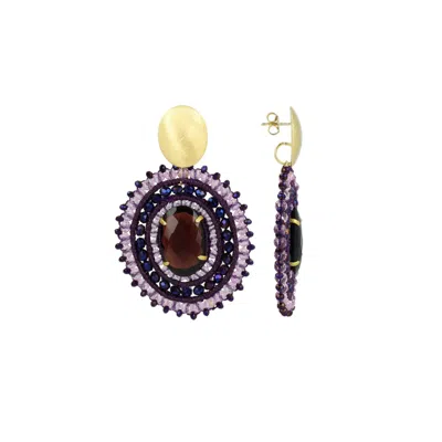 Lott. Gioielli Women's Filled Oval Earrings L - Deep Purple - Jamie