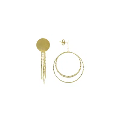 Lott. Gioielli Women's Gold Classic Earrings Brushed Round Triple Hoops Glow L