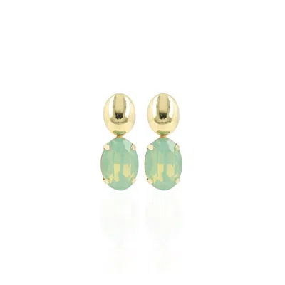 Lott. Gioielli Women's Gold / Green Oval Earring L - Opal - Amelie In Gold/green