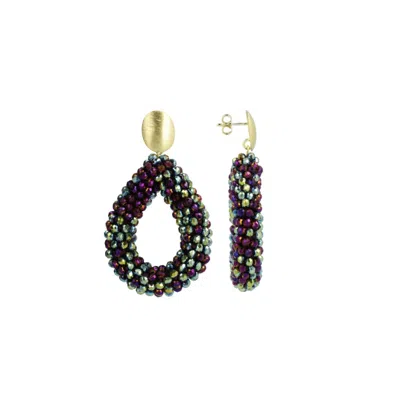 Lott. Gioielli Women's Gold / Green / Pink Metallic Green Purple Earrings Berry Drop L In Multi