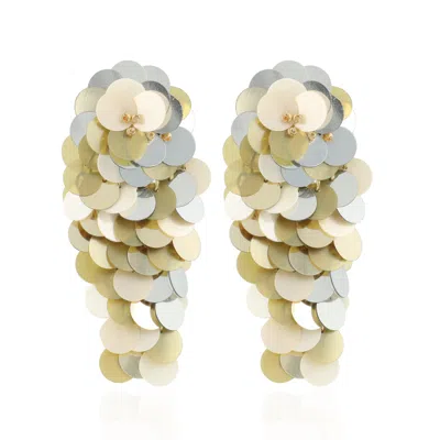 Lott. Gioielli Women's Gold / Silver Sequin Waterfall Earrings L - Champagne - Linde In Gold/silver
