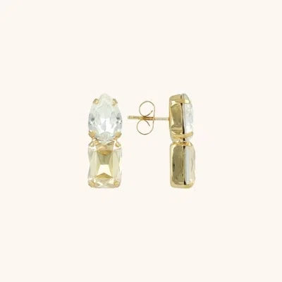 Lott. Gioielli Women's Gold Teardrop W/ Rectangle Earring - Crystal/shadow - Dani