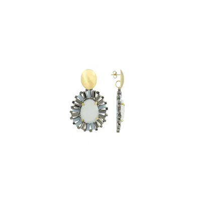 Lott. Gioielli Women's Grey Oval Earrings S - Silver White - Esmee