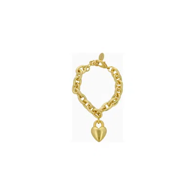 Lott. Gioielli Women's Link Love With Heart Bracelet M - Gold - Valen