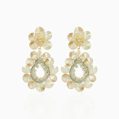 Lott. Gioielli Women's Neutrals Flower Double Drop - Champagne - Apollo In White