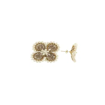 Lott. Gioielli Women's Neutrals Flower Earring S - Champagne - Aster In White
