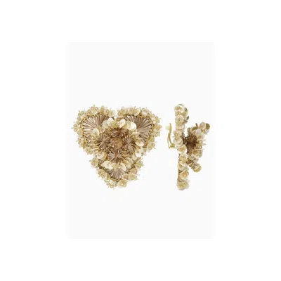 Lott. Gioielli Women's Neutrals Flower Earrings W/ Clip L - Champagne - Aster In Gold