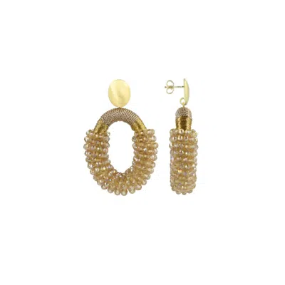 Lott. Gioielli Women's Neutrals / Gold Champagne Earrings Yara Oval M