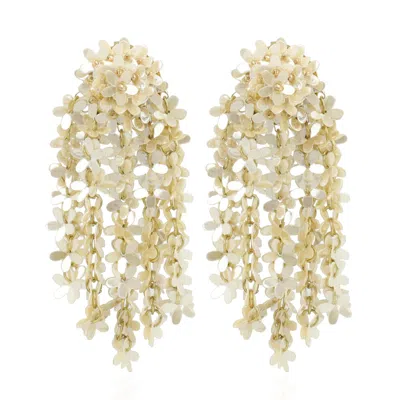 Lott. Gioielli Women's Neutrals Sequin Flower Rain Earrings - Amber Beige - Fleur
