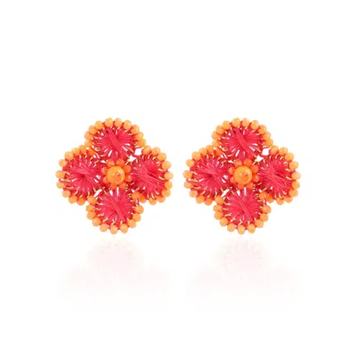 Lott. Gioielli Women's Orange / Pink Flower Earring S - Fuchsia/orange - Aster In Orange/pink