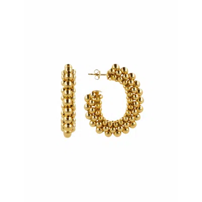 Lott. Gioielli Women's Oval Creole Deluxe Earrings M - Gold - Loe In Brown