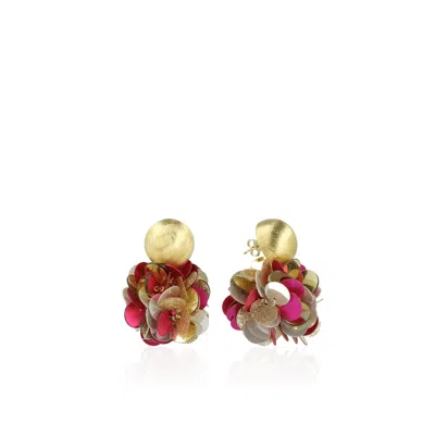 Lott. Gioielli Women's Pink / Gold Sequin Globe Earrings M - Metallic Fuchsia/gold - Vlinder