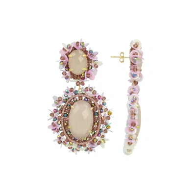 Lott. Gioielli Women's Pink / Purple Rosa Mix Earrings Lara Pendant Double L In Multi
