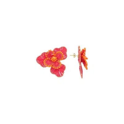 Lott. Gioielli Women's Pink / Purple / Yellow Flower Earring L - Fuchsia/orange In Multi