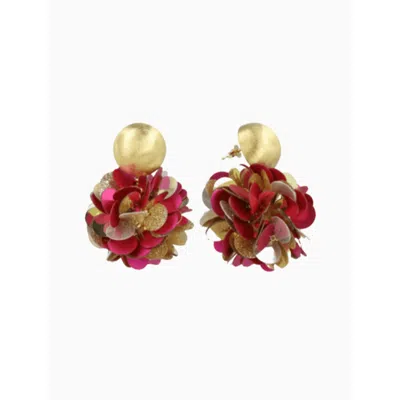 Lott. Gioielli Women's Pink Sequin Globe Earrings L - Metallic Fuchsia/gold - Vlinder In Red
