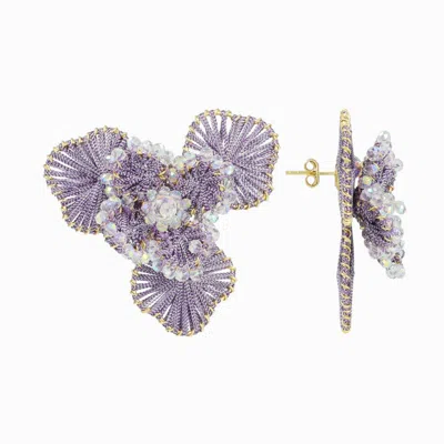 Lott. Gioielli Women's Purple Flower Earring L - Lavender - Aster