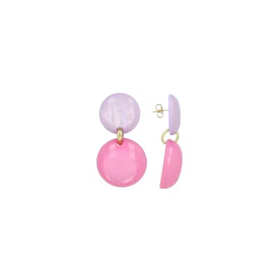Lott. Gioielli Women's Purple / Pink Statement Double Round Earrings M - Lavender/fuchsia - Polly In Purple/pink
