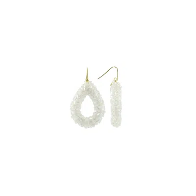 Lott. Gioielli Women's Raw Drop Earrings L - White Crystal - Marieke