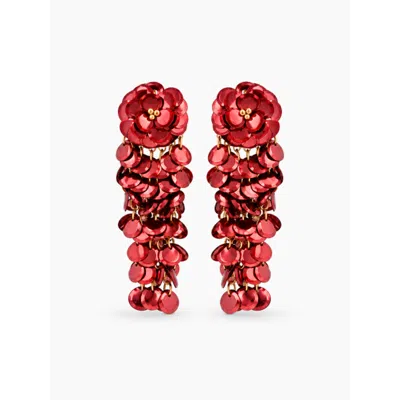 Lott. Gioielli Women's Red Bold Sequin Waterfall Earrings L - Cherry Lacquer - Bonny In Pink