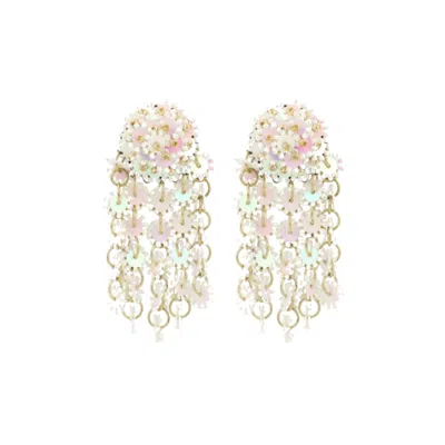 Lott. Gioielli Women's Sequin Serrated Waterfall Earrings M - Silver Holo - Serra In Gold