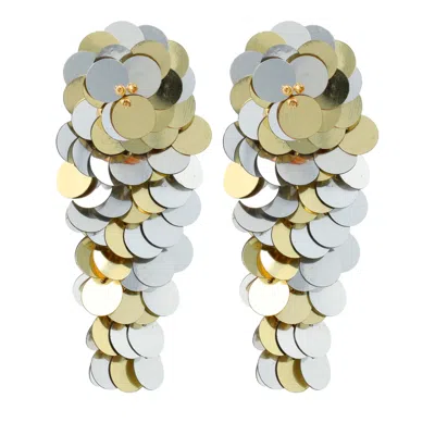 Lott. Gioielli Women's Silver / Gold Sequin Waterfall Earrings L - Silver/gold - Linde