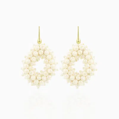 Lott. Gioielli Women's White Ace Double Stones Earrings M - Pearl - Holly