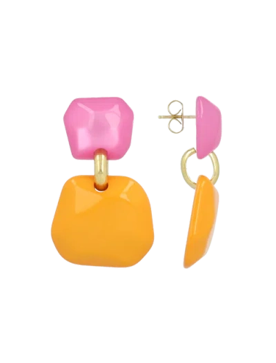 Lott.gioielli Ce Re Statement Earring Double M In Orange