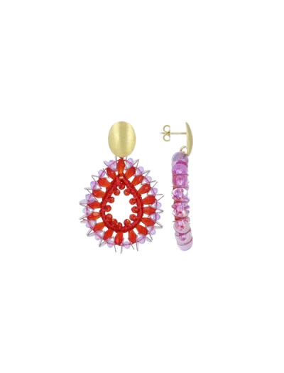 Lott.gioielli Ce Si Drop Crystall S W/ Sequins In Gold