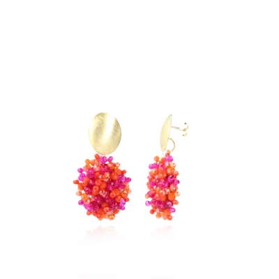 Lott.gioielli Glassberry Shield Oval Earrings In Mixed Fuchsia