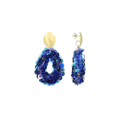Lott.gioielli Sequin Drop Statement Earrings In Blue
