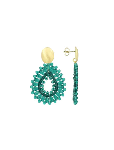 Lott.gioielli Silk Drop Crystal Small Earrings In Light Ocean Green