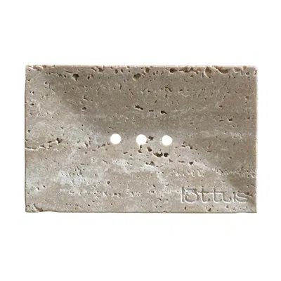 Lottus Skincare White Travertine Stone Soap Dish