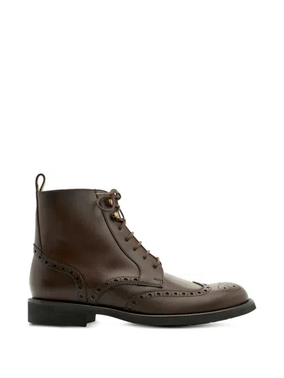 Lottusse Brogue-detail Lace-up Boots In Brown